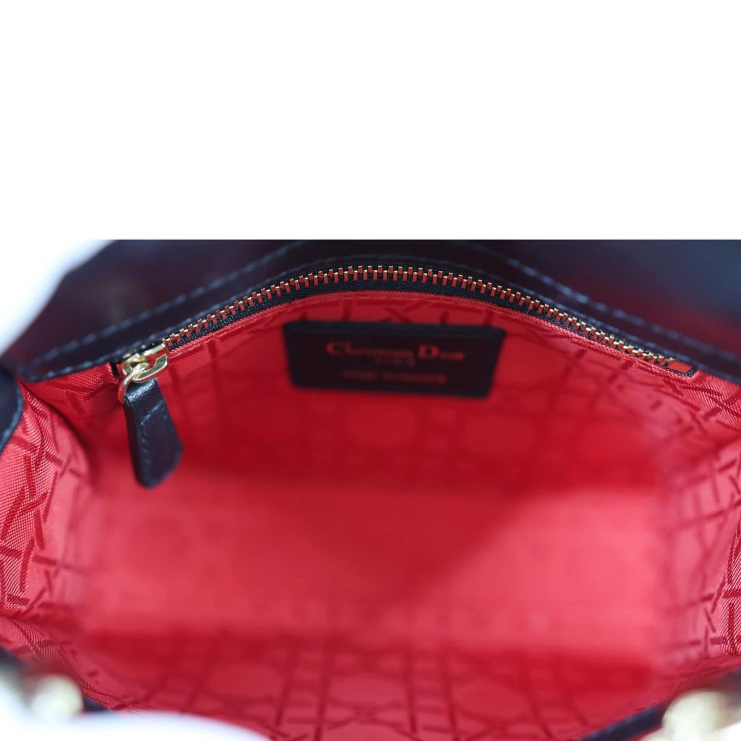 CHRISTIAN DIOR Lady Dior Mini Cannage Lambskin Leather Tote Shoulder Bag Black