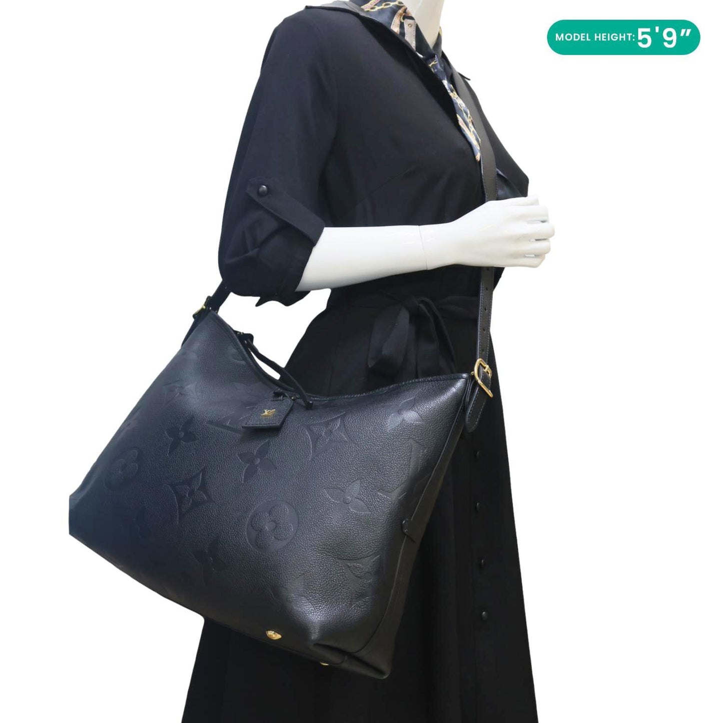 LOUIS VUITTON Carryall MM Monogram Empreinte Leather Shoulder Bag Black