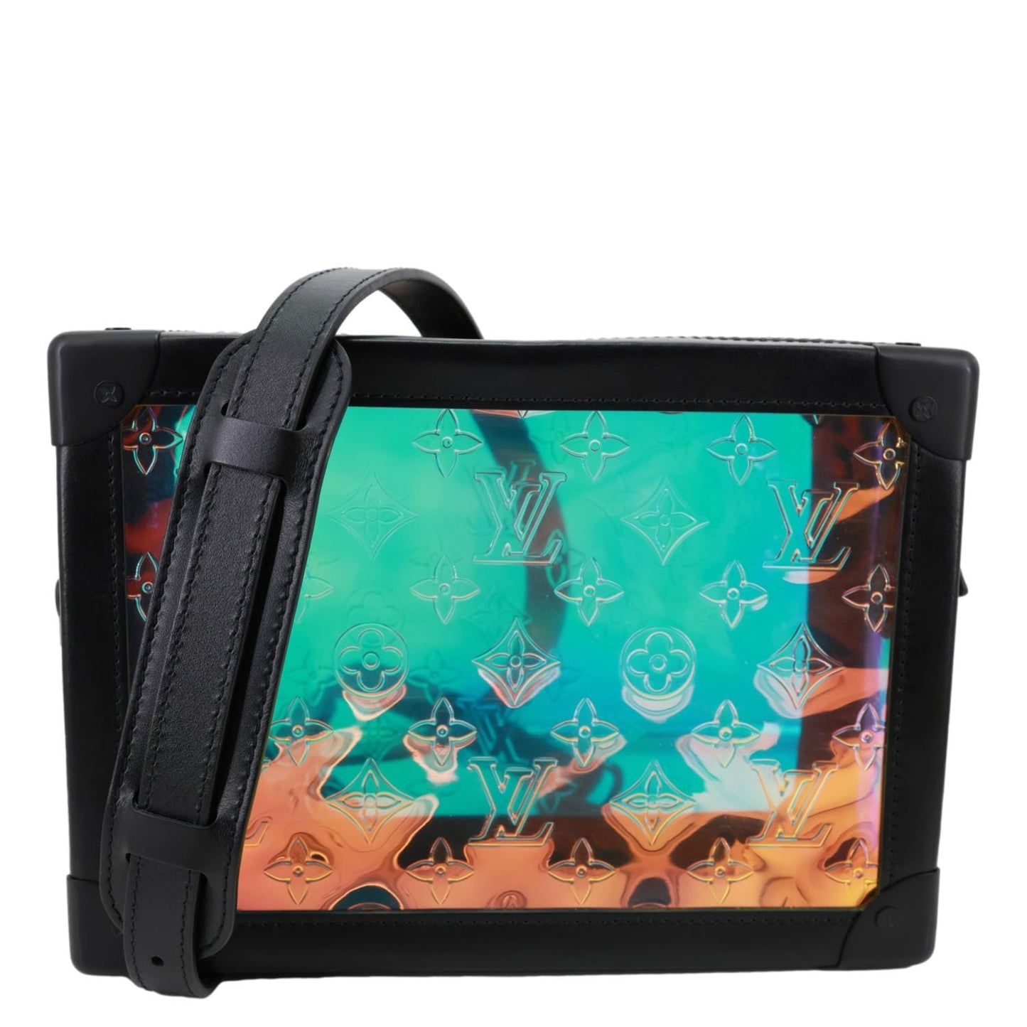 LOUIS VUITTON Soft Trunk PVC Solar Ray Monogram Iridescent Prism Crossbody Bag Black