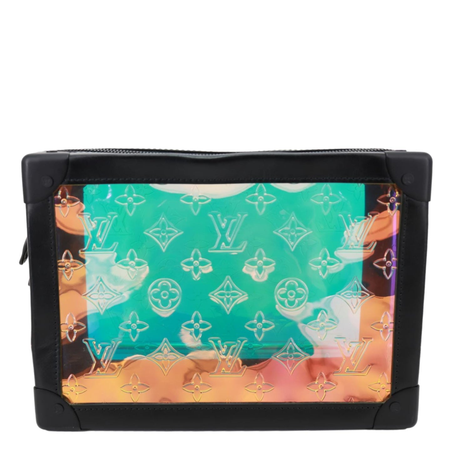 LOUIS VUITTON Soft Trunk PVC Solar Ray Monogram Iridescent Prism Crossbody Bag Black