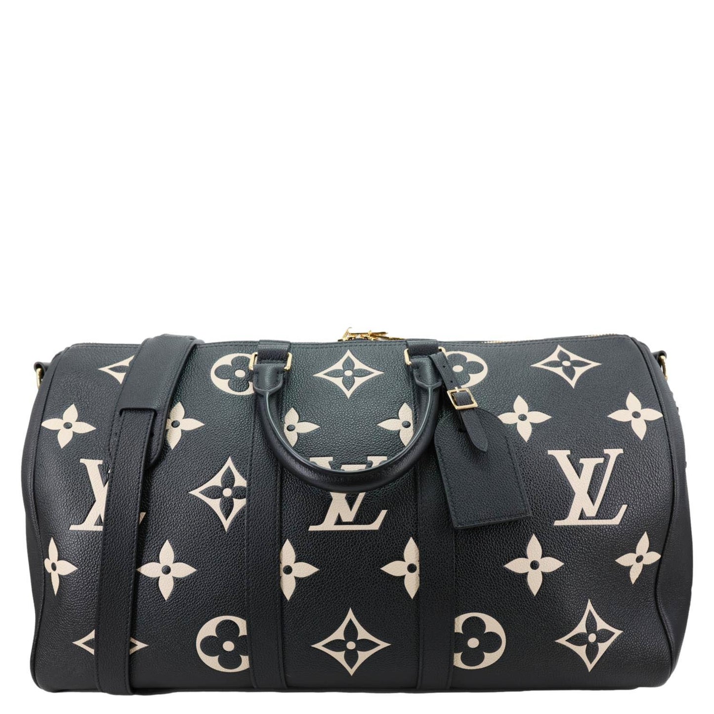 LOUIS VUITTON Keepall 45 Bandouliere Monogram Empreinte Leather Travel Bag Bicolor