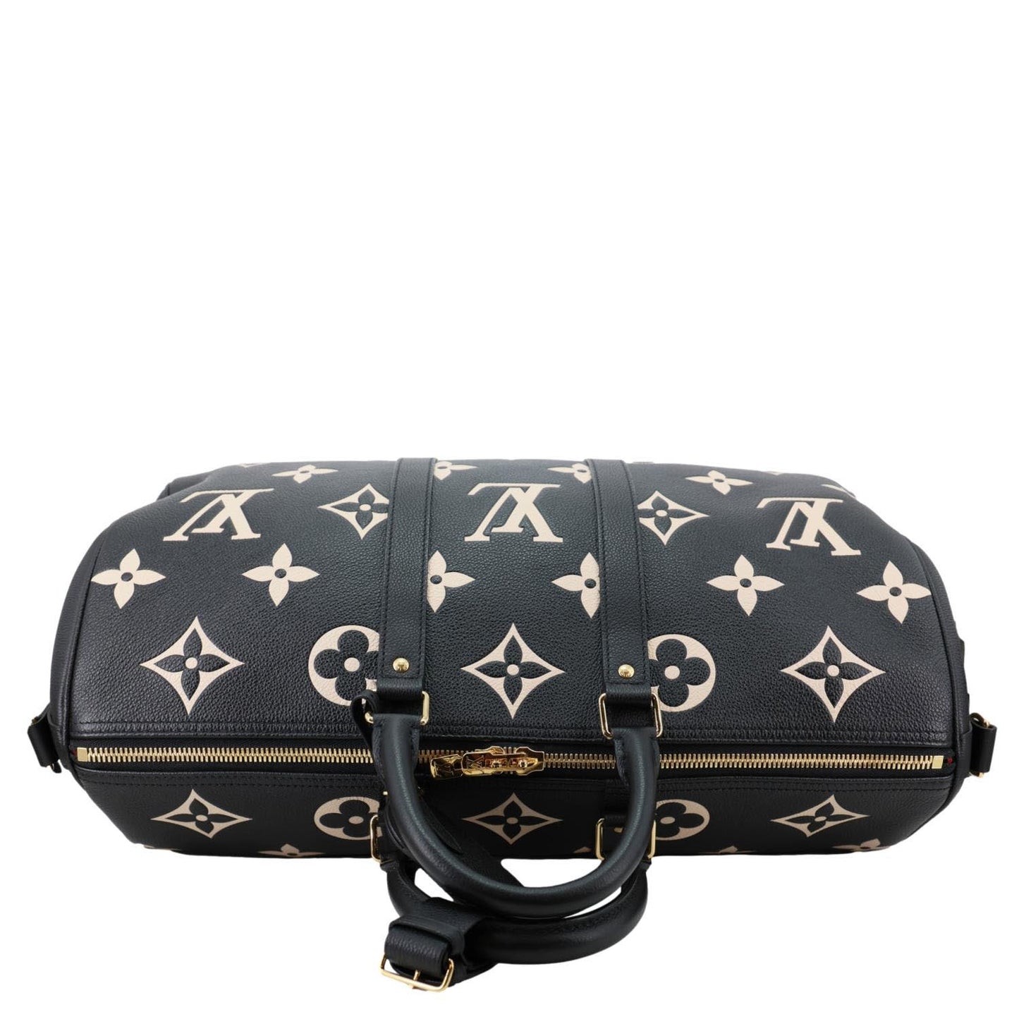 LOUIS VUITTON Keepall 45 Bandouliere Monogram Empreinte Leather Travel Bag Bicolor