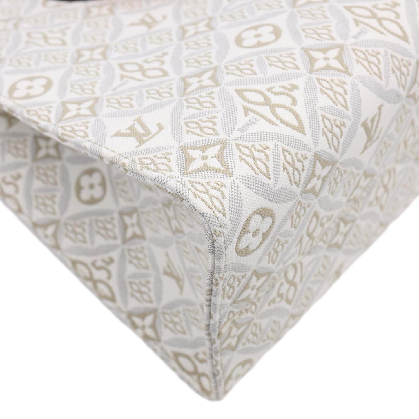 LOUIS VUITTON Since 1854 Onthego MM Jacquard Shoulder Bag Off White
