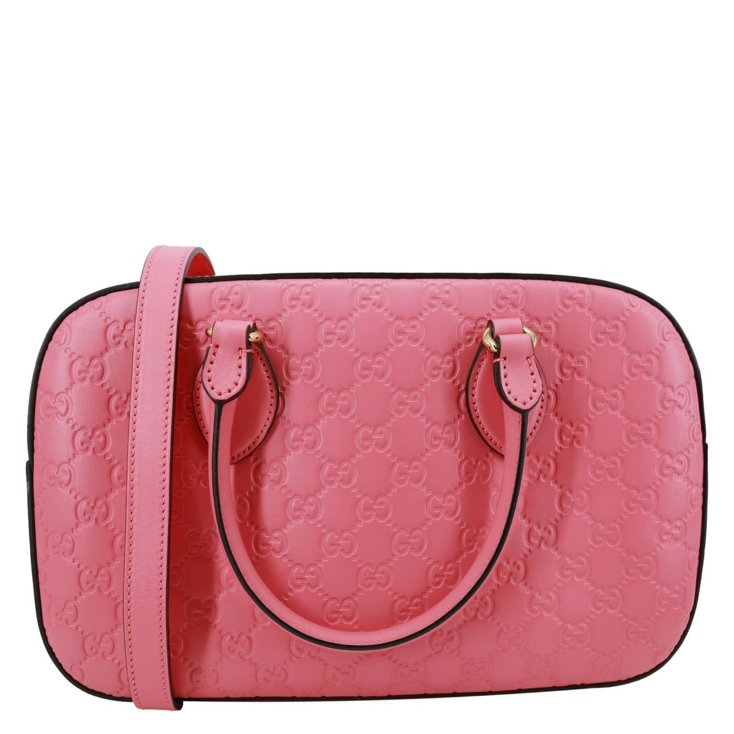 GUCCI GG Signature Leather Boston Bag Pink 428225