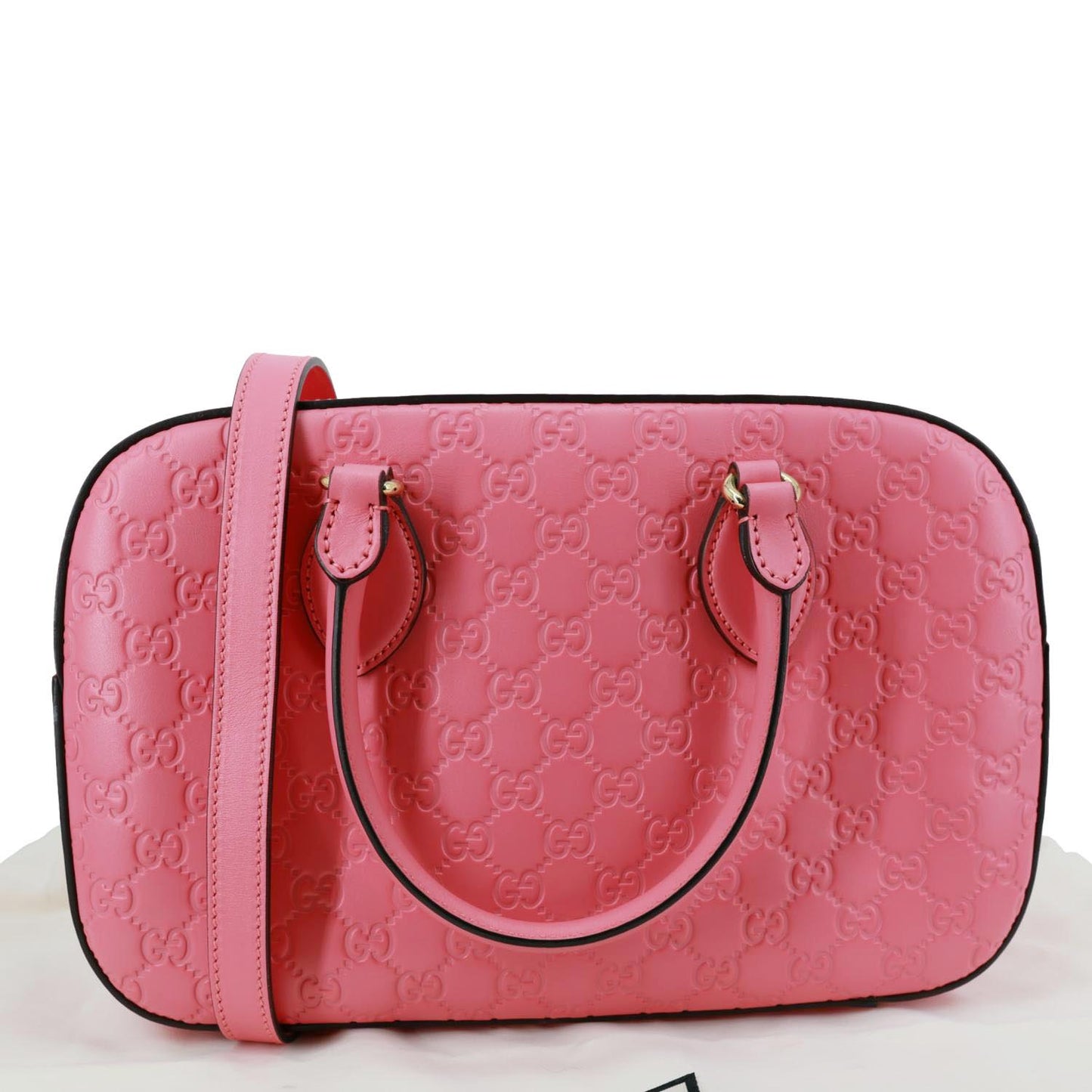 GUCCI GG Signature Leather Boston Bag Pink 428225