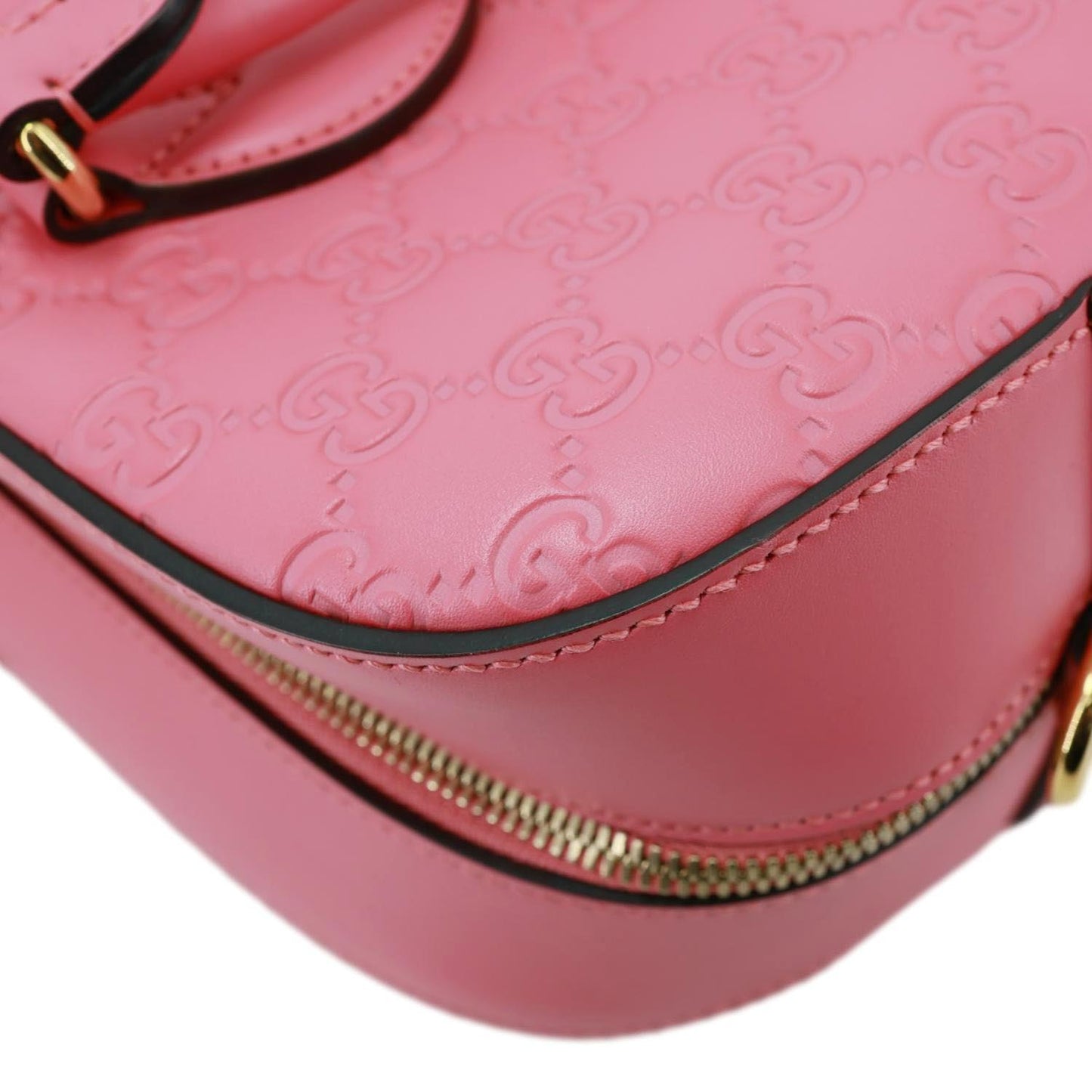 GUCCI GG Signature Leather Boston Bag Pink 428225