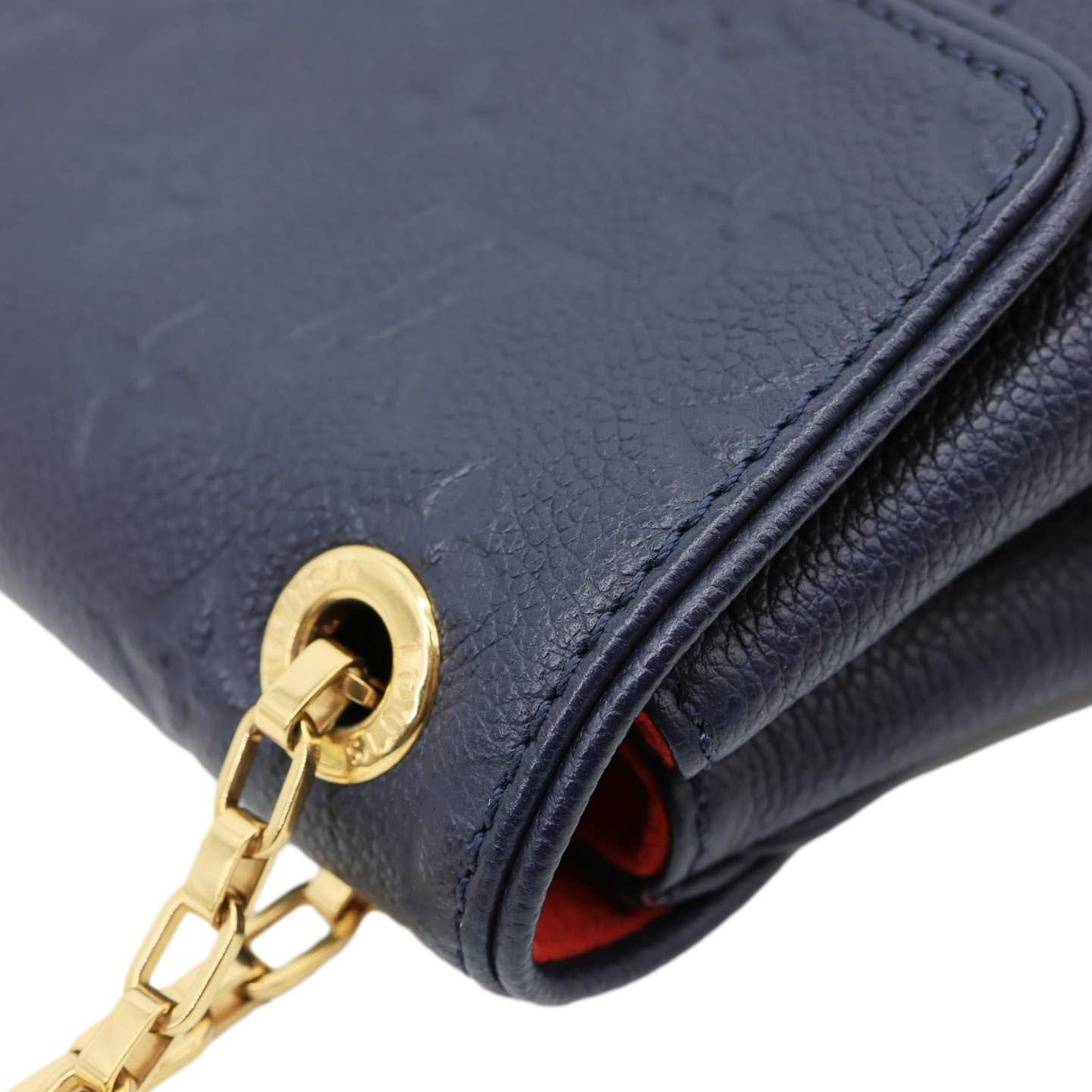 LOUIS VUITTON Saint Germain PM Monogram Empreinte Leather Shoulder Bag Navy Blue