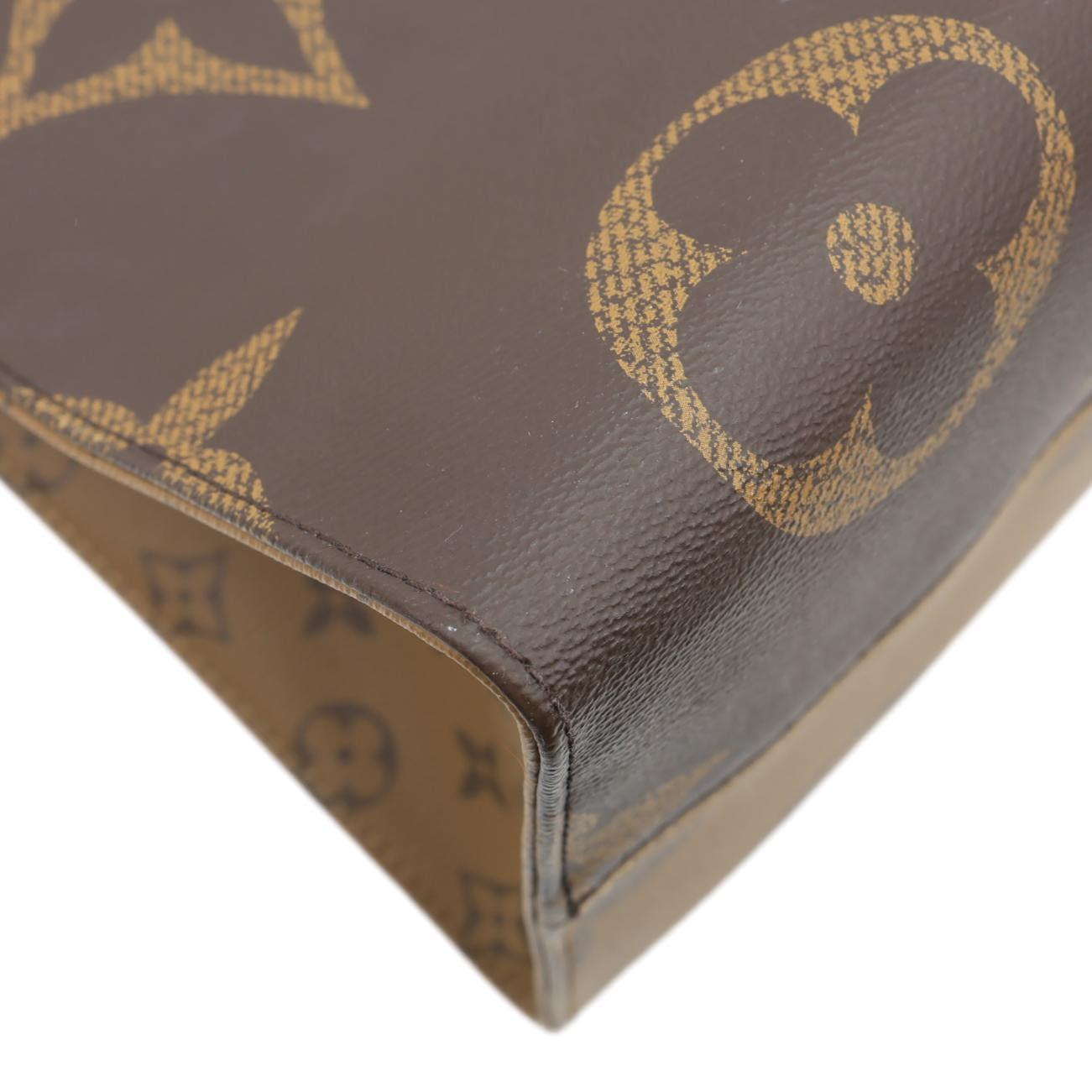 LOUIS VUITTON Onthego GM Giant Monogram Reverse Canvas Tote Bag Brown