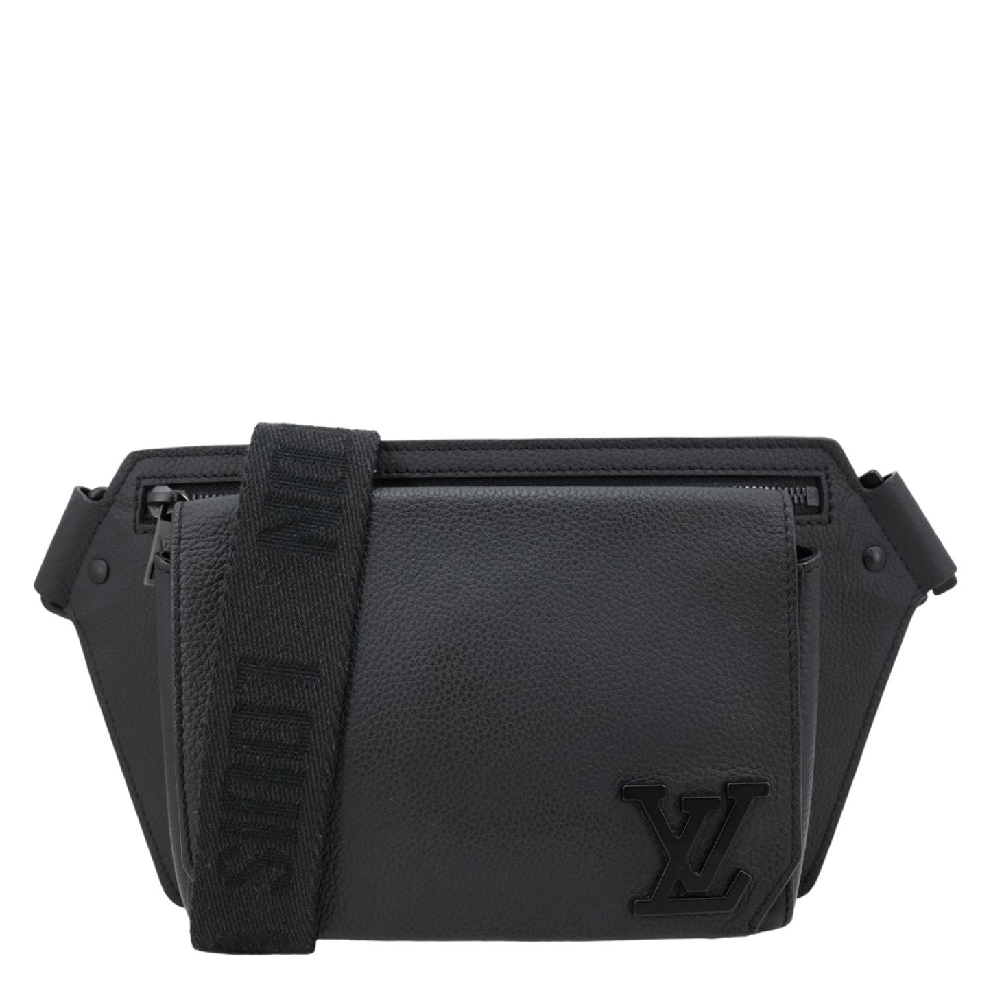 LOUIS VUITTON Aerogram Takeoff Sling Leather Crossbody Bag Black
