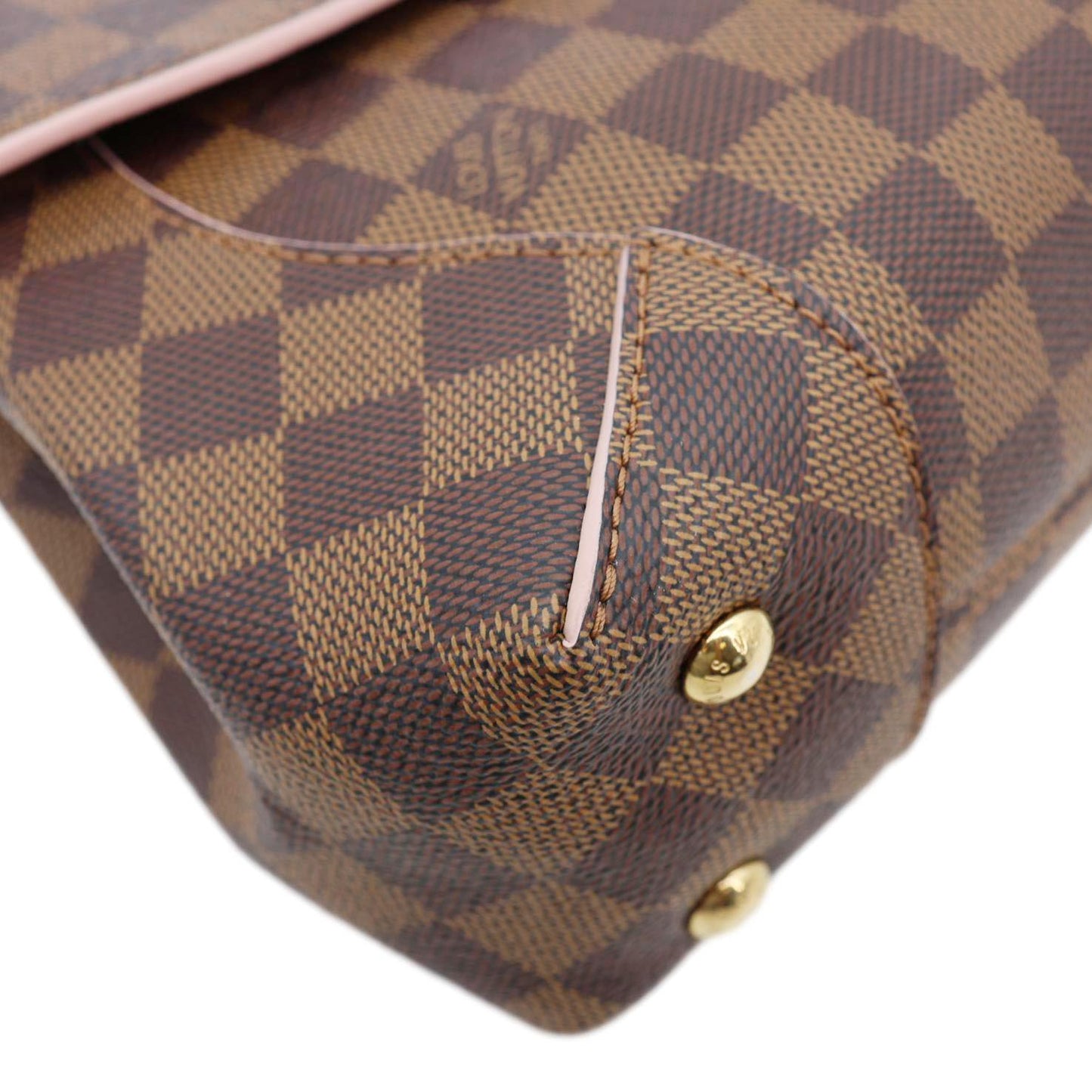 LOUIS VUITTON Caissa Chain Damier Ebene Clutch Shoulder Bag Rose Ballerine