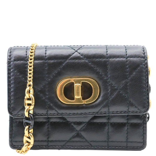 CHRISTIAN DIOR Miss Caro Micro Cannage Lambskin Leather Crossbody Bag Black