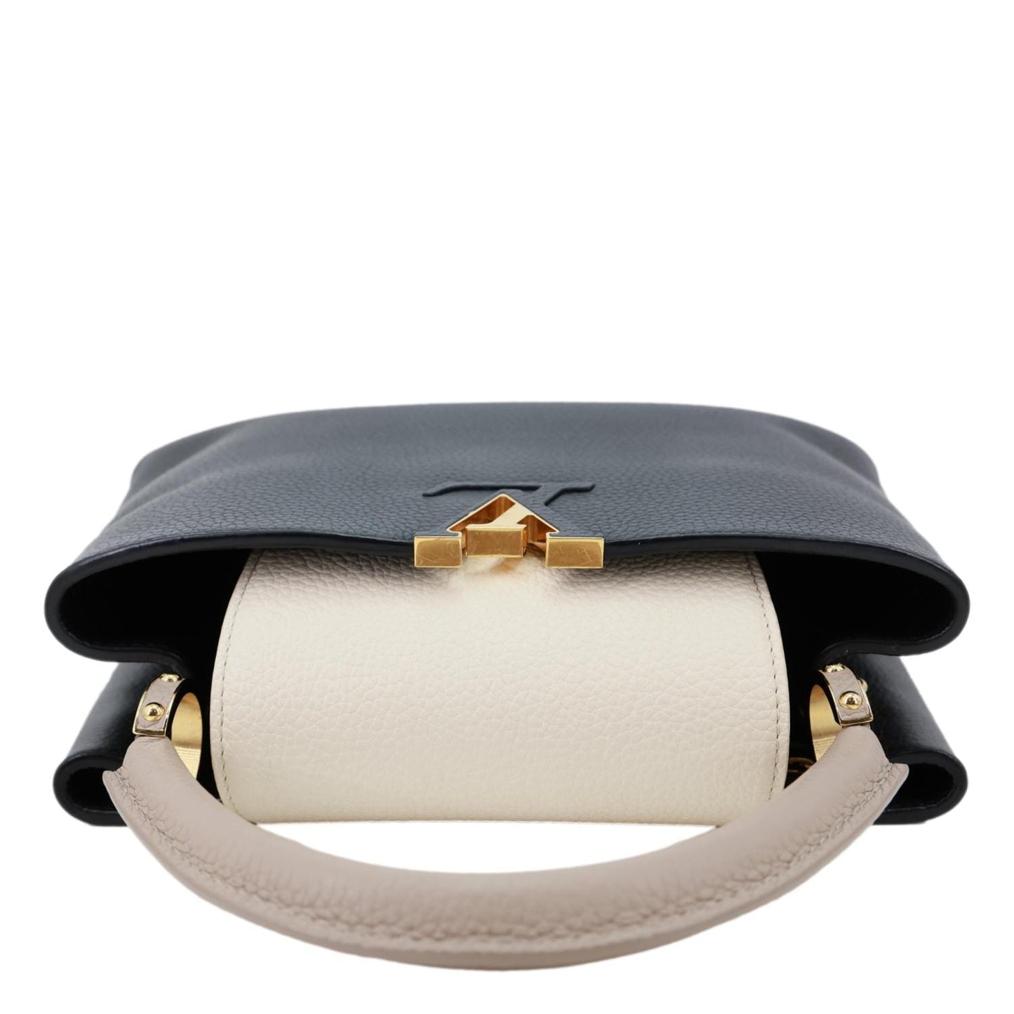 LOUIS VUITTON Capucine MM Monogram Flowers Taurillon Leather Chain Crossbody Bag Black