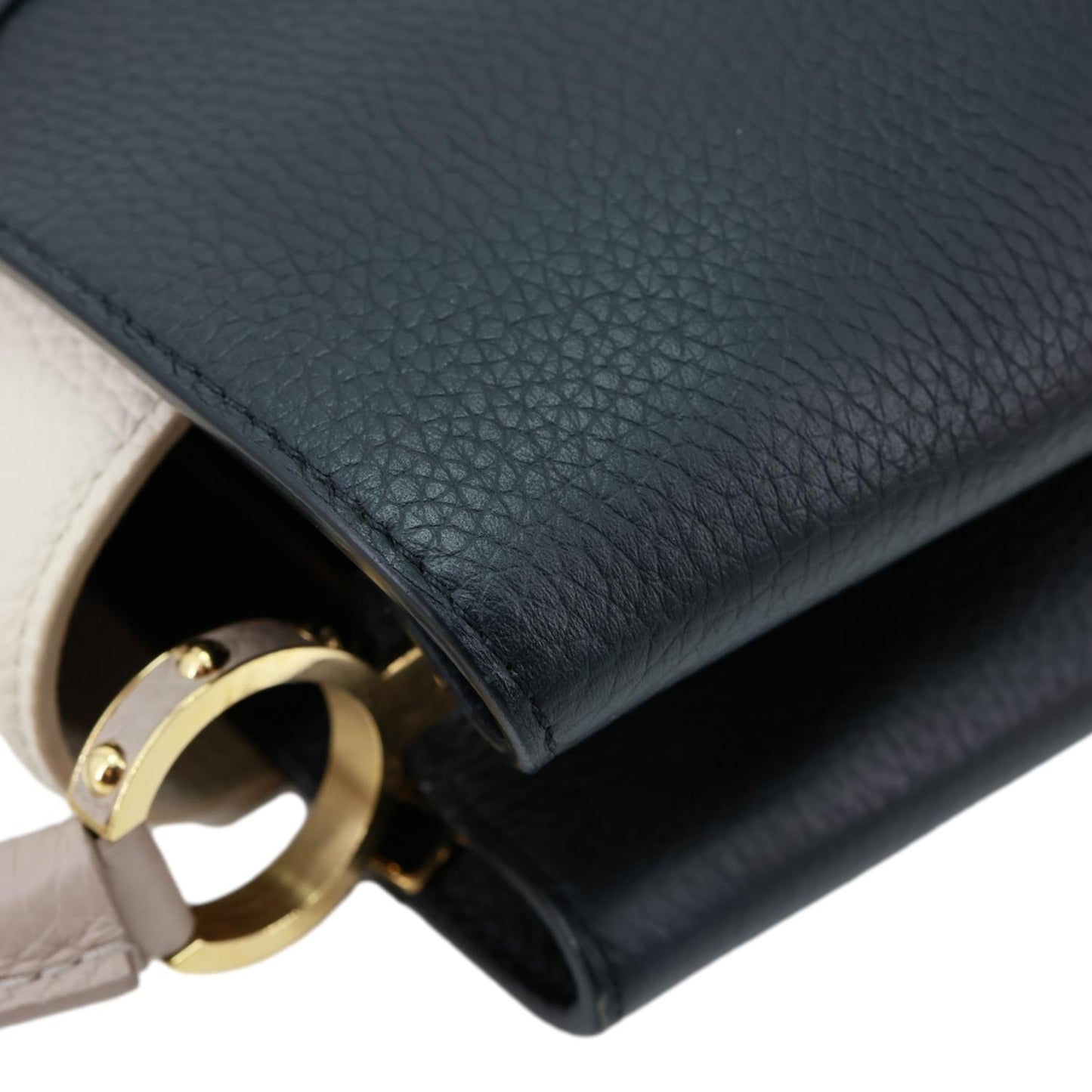 LOUIS VUITTON Capucine MM Monogram Flowers Taurillon Leather Chain Crossbody Bag Black