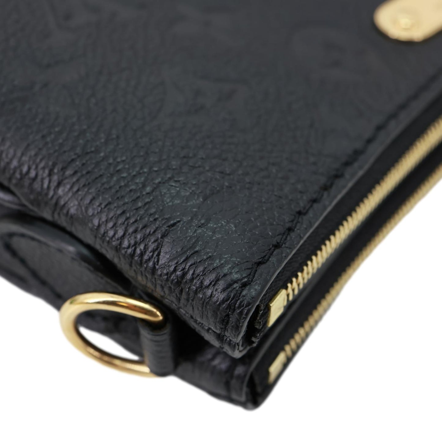 LOUIS VUITTON Liv Pochette Monogram Empreinte Leather Shoulder Bag Black