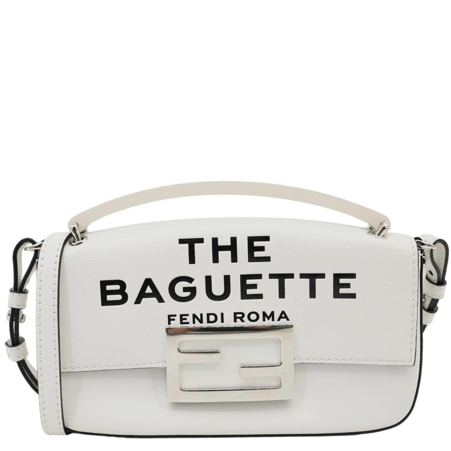 FENDI x Marc Jacobs Bow Printed Leather Baguette Bag Off White