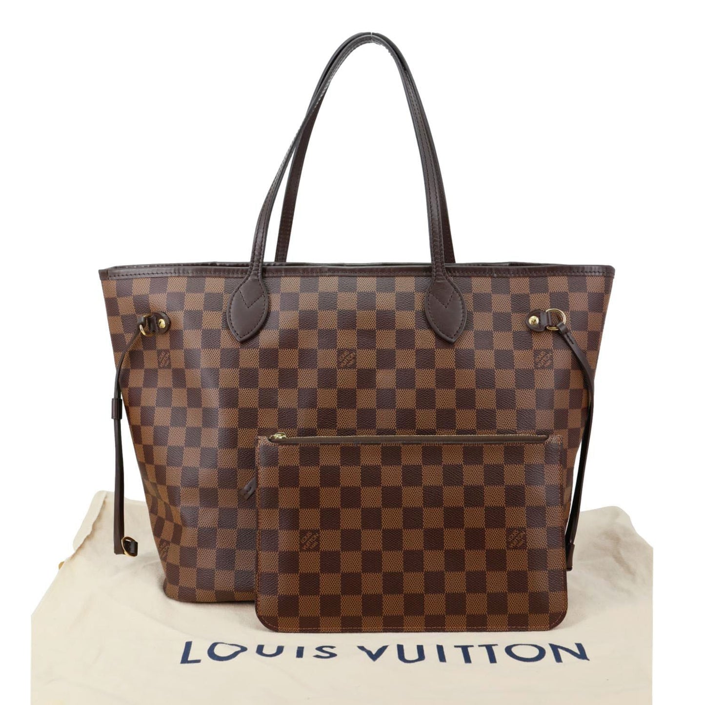 LOUIS VUITTON Neverfull MM Damier Ebene Tote Bag Brown