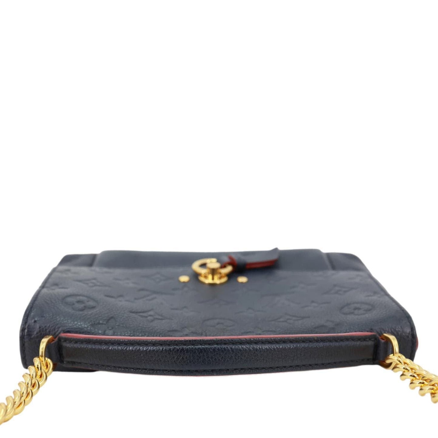 LOUIS VUITTON Blanche BB Monogram Empreinte Leather Shoulder Bag Navy Blue