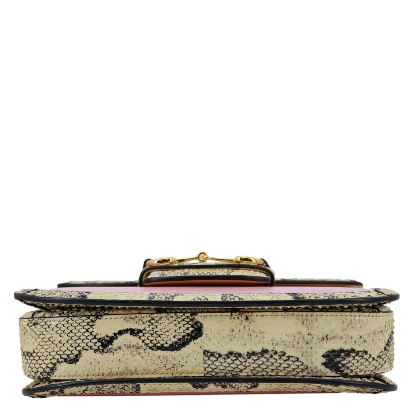 GUCCI Horsebit 1955 Mini Snakeskin Shoulder Bag Pink 602204