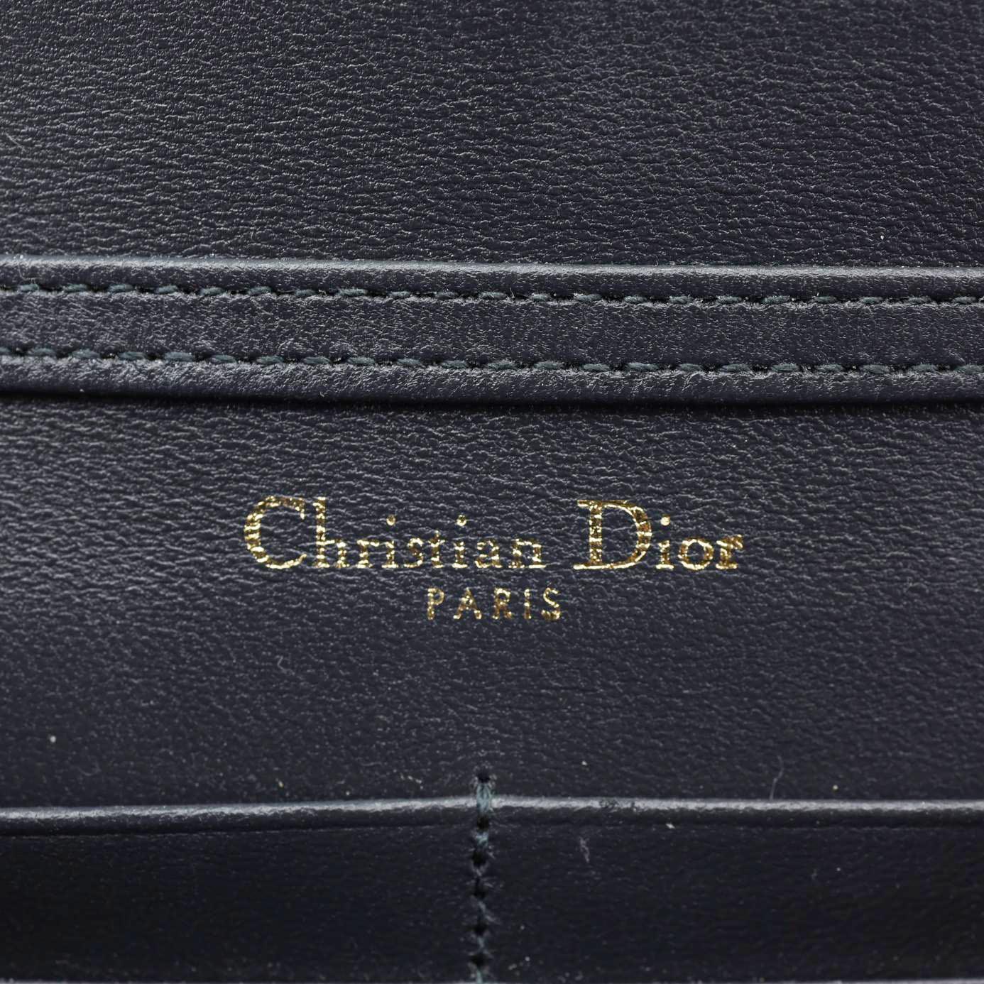 CHRISTIAN DIOR Diorama Micro-Cannage Patent Leather Wallet on Chain Orange