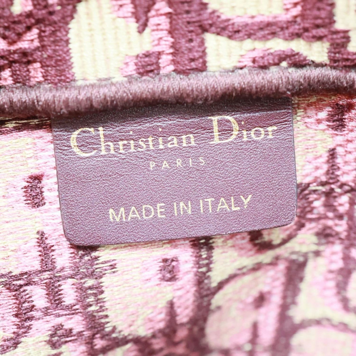 CHRISTIAN DIOR Book Large Oblique Embroidery Canvas Tote Bag Burgundy