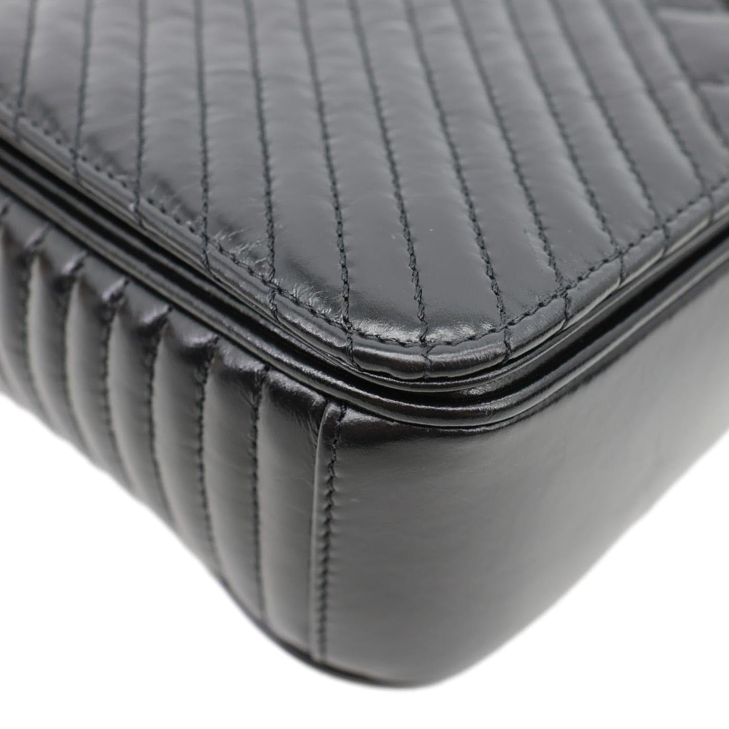 CHANEL Coco Boy Flap Medium Quilted Leather Shoulder Bag Black