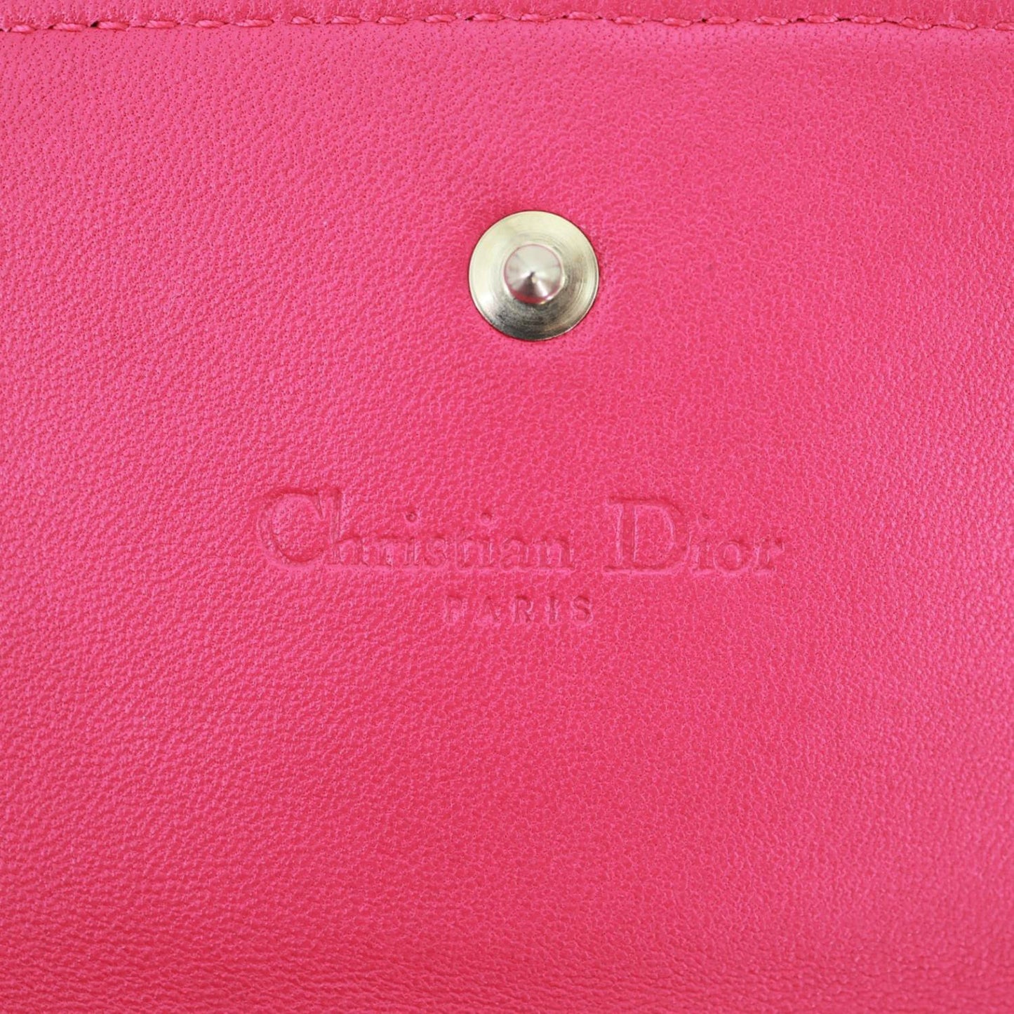 CHRISTIAN DIOR Lady Dior Quilted Cannage Leather Wallet On Chain Pink