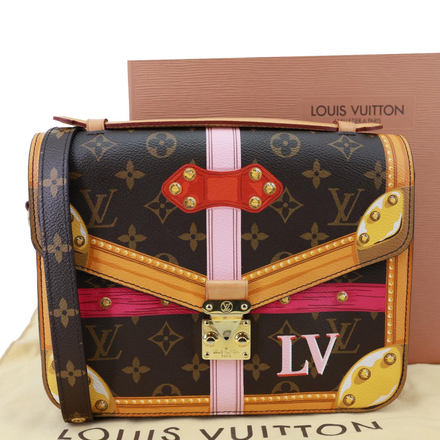 LOUIS VUITTON Summer Trunk Metis Pochette Monogram Canvas Crossbody Bag Brown
