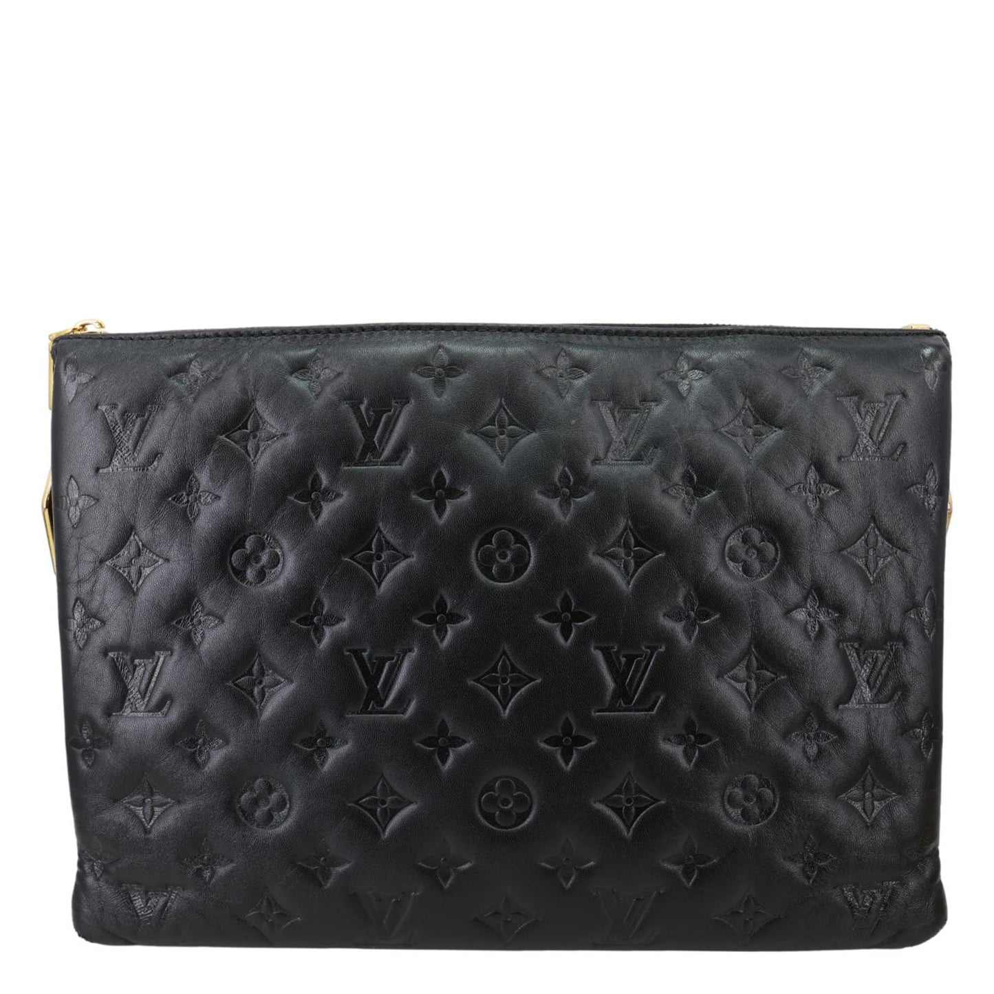 LOUIS VUITTON Coussin MM Monogram Embossed Leather Shoulder Bag Black