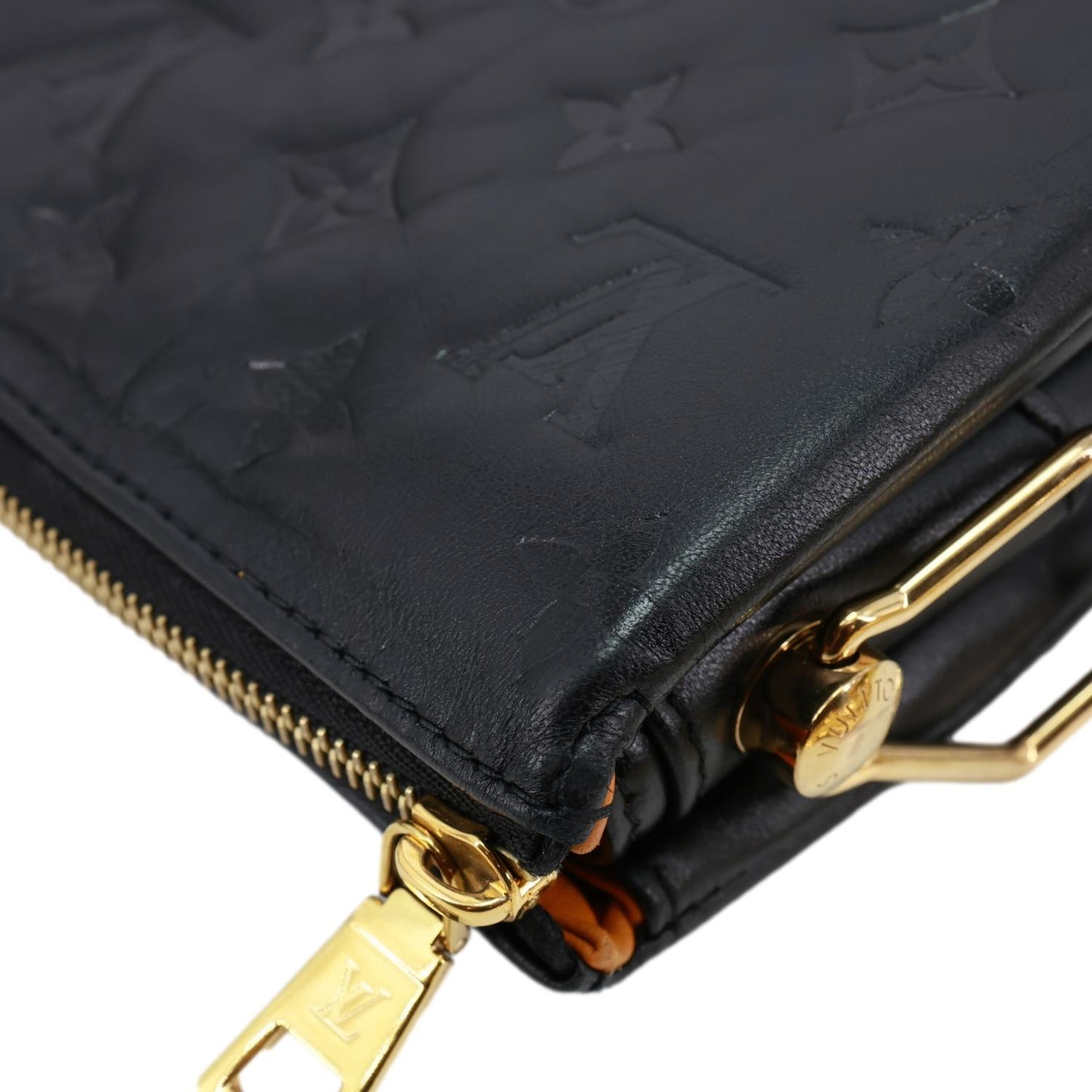 LOUIS VUITTON Coussin MM Monogram Embossed Leather Shoulder Bag Black