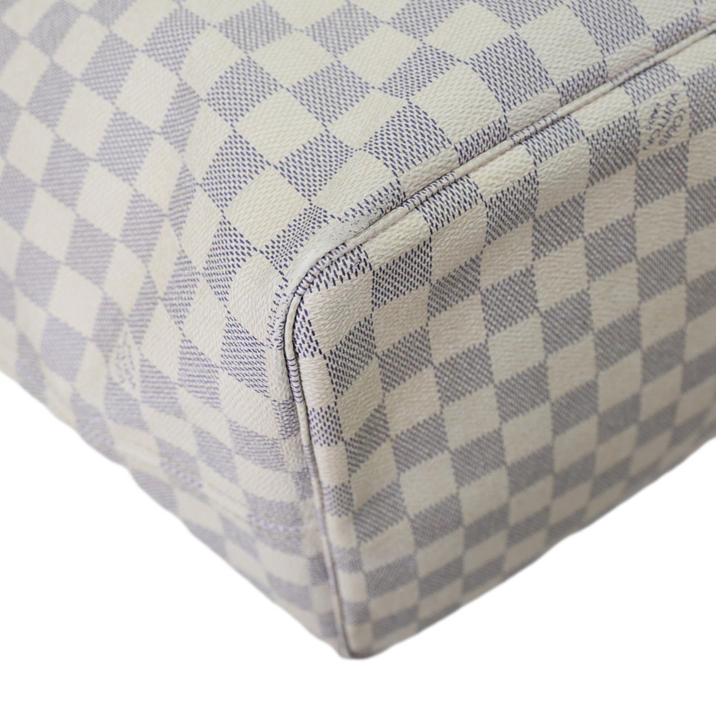 LOUIS VUITTON Neverfull GM Damier Azur Tote Shoulder Bag White