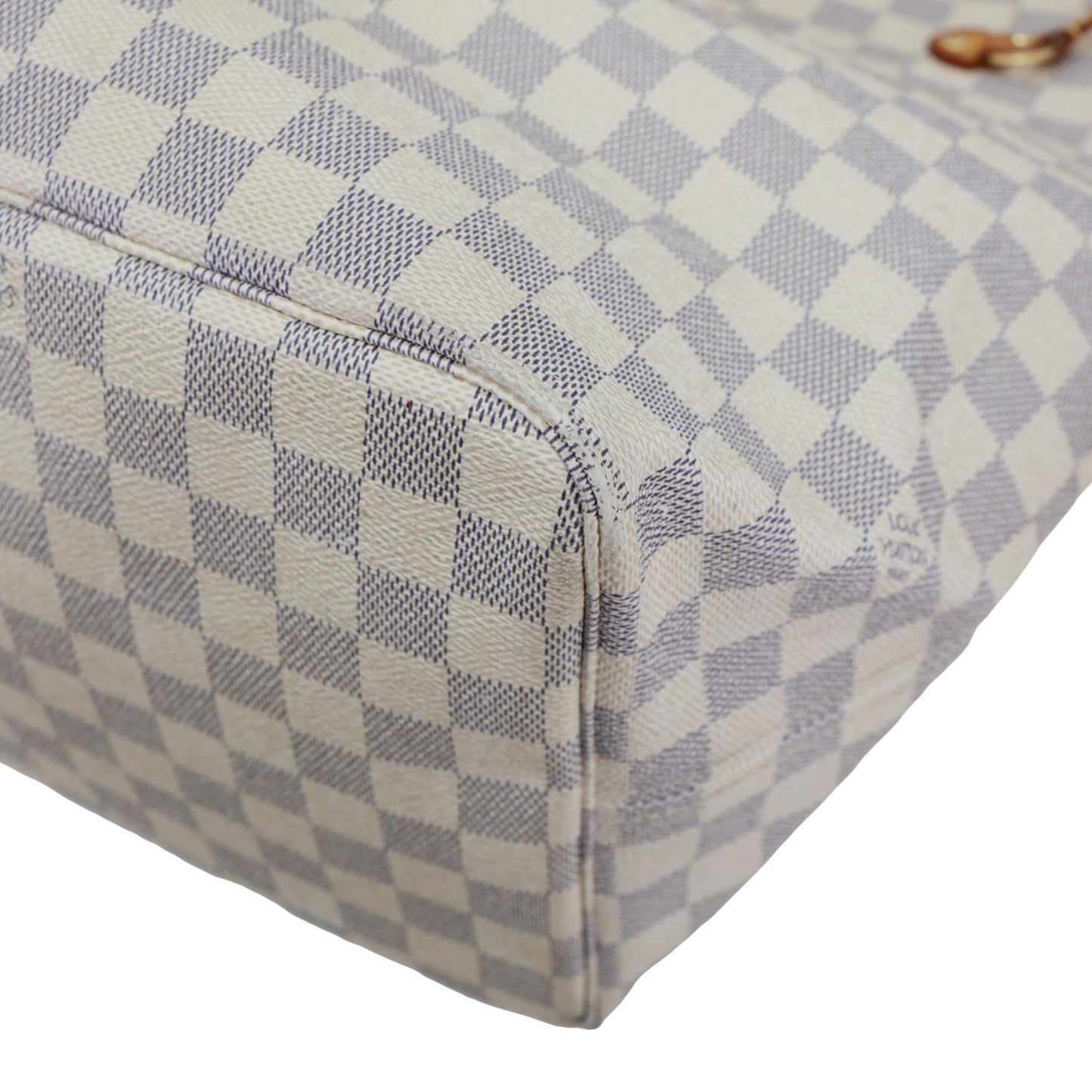 LOUIS VUITTON Neverfull GM Damier Azur Tote Shoulder Bag White