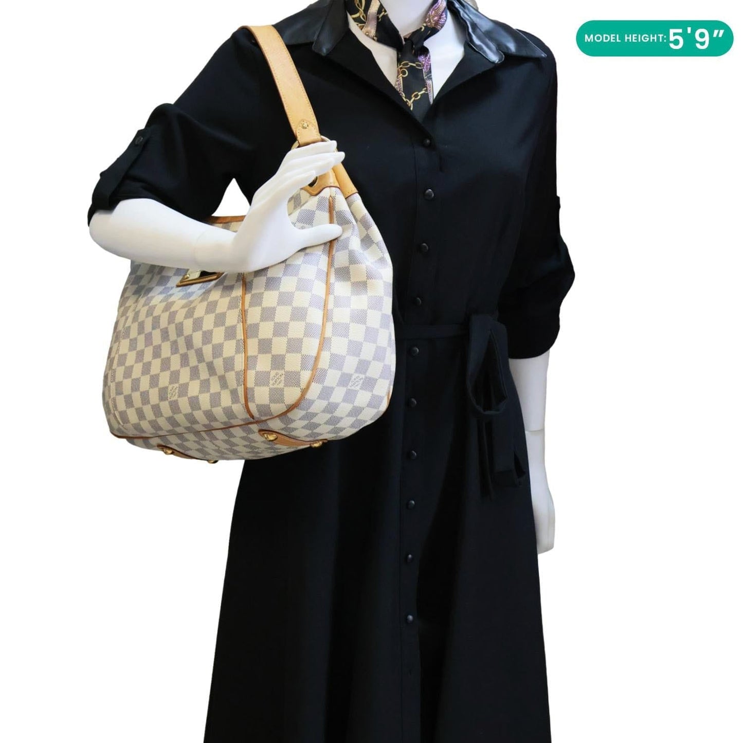 LOUIS VUITTON Galliera PM Damier Azur Hobo Bag White