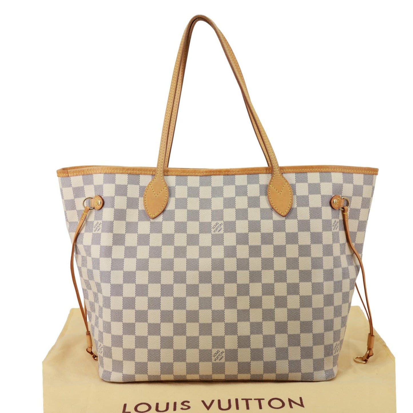 LOUIS VUITTON Neverfull MM Damier Azur Shoulder Bag White