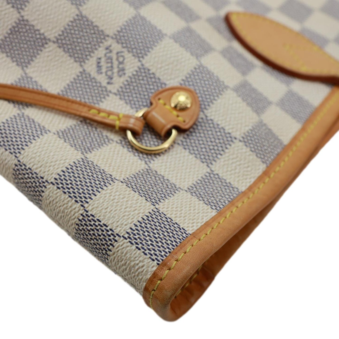 LOUIS VUITTON Neverfull MM Damier Azur Shoulder Bag White