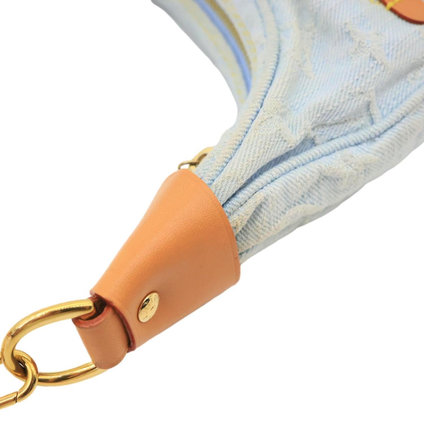 LOUIS VUITTON Loop Monogram Denim Shoulder Bag Light Blue