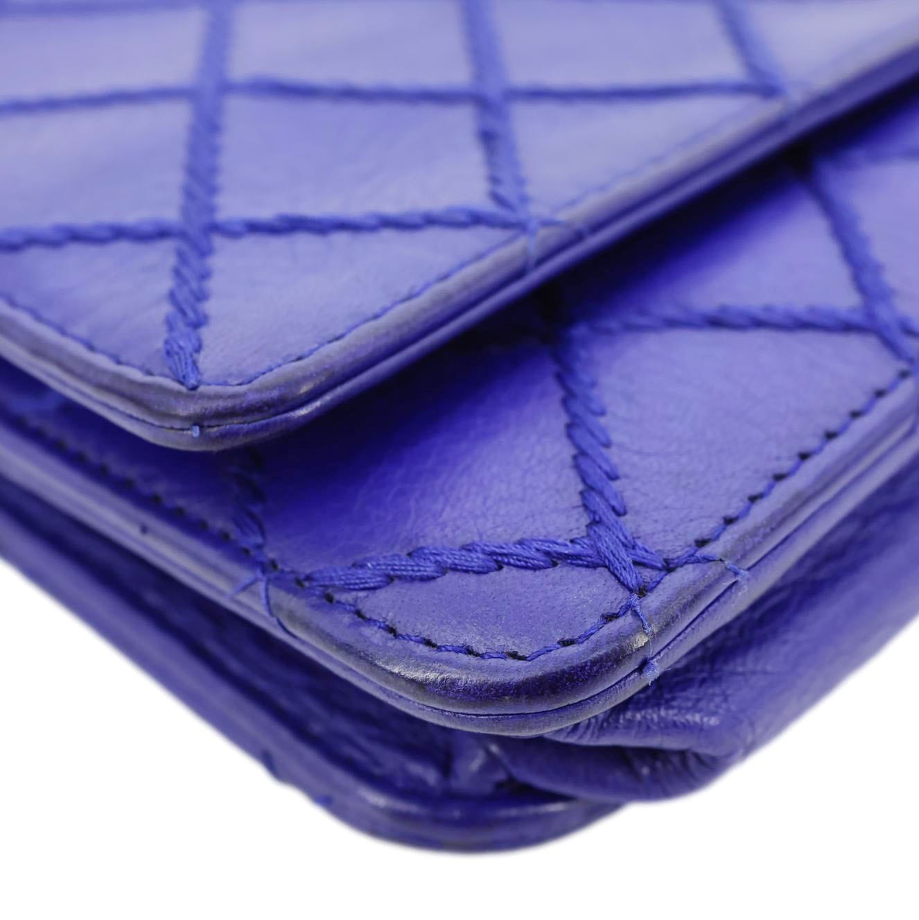 CHANEL Fancy CC Quilted Calfskin Leather Wallet On Chain Bag Royal Blue