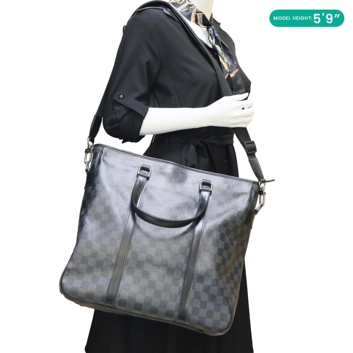 LOUIS VUITTON Tadao Damier Graphite Shoulder Bag Black