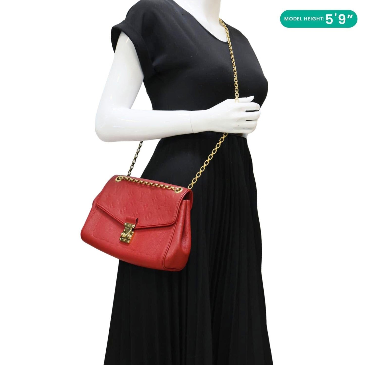 LOUIS VUITTON Saint Germain PM Monogram Empreinte Leather Shoulder Bag Cerise