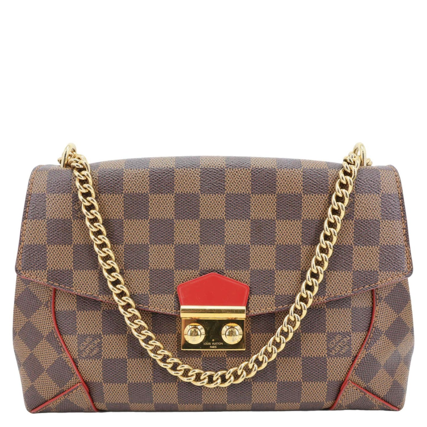 LOUIS VUITTON Caissa Damier Ebene Chain Clutch Shoulder Bag Brown