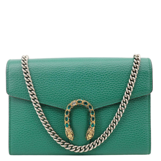 GUCCI Dionysus Crystal Mini Dollar Calfskin Leather Crossbody Bag Green 401231