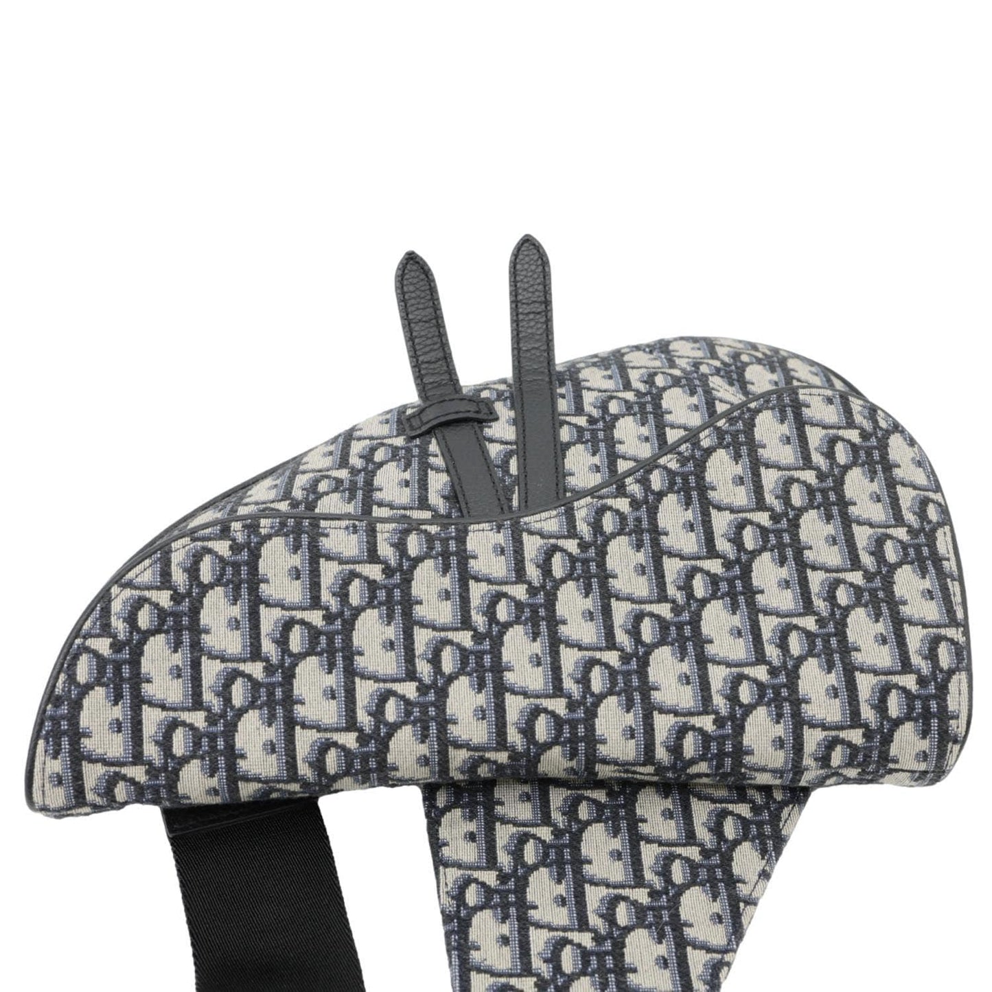 CHRISTIAN DIOR Saddle Oblique Jacquard Crossbody Bag Navy Blue