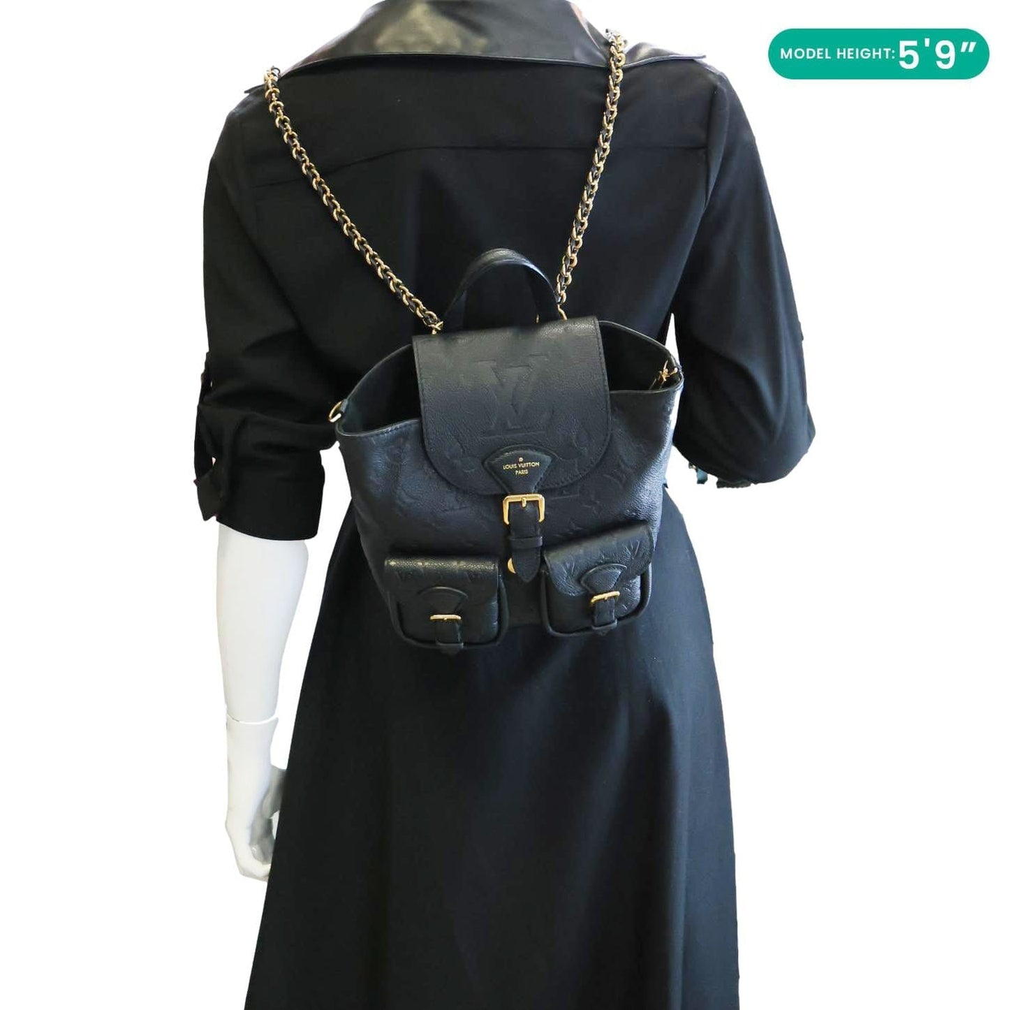 LOUIS VUITTON Backup Monogram Empreinte Leather Backpack Black