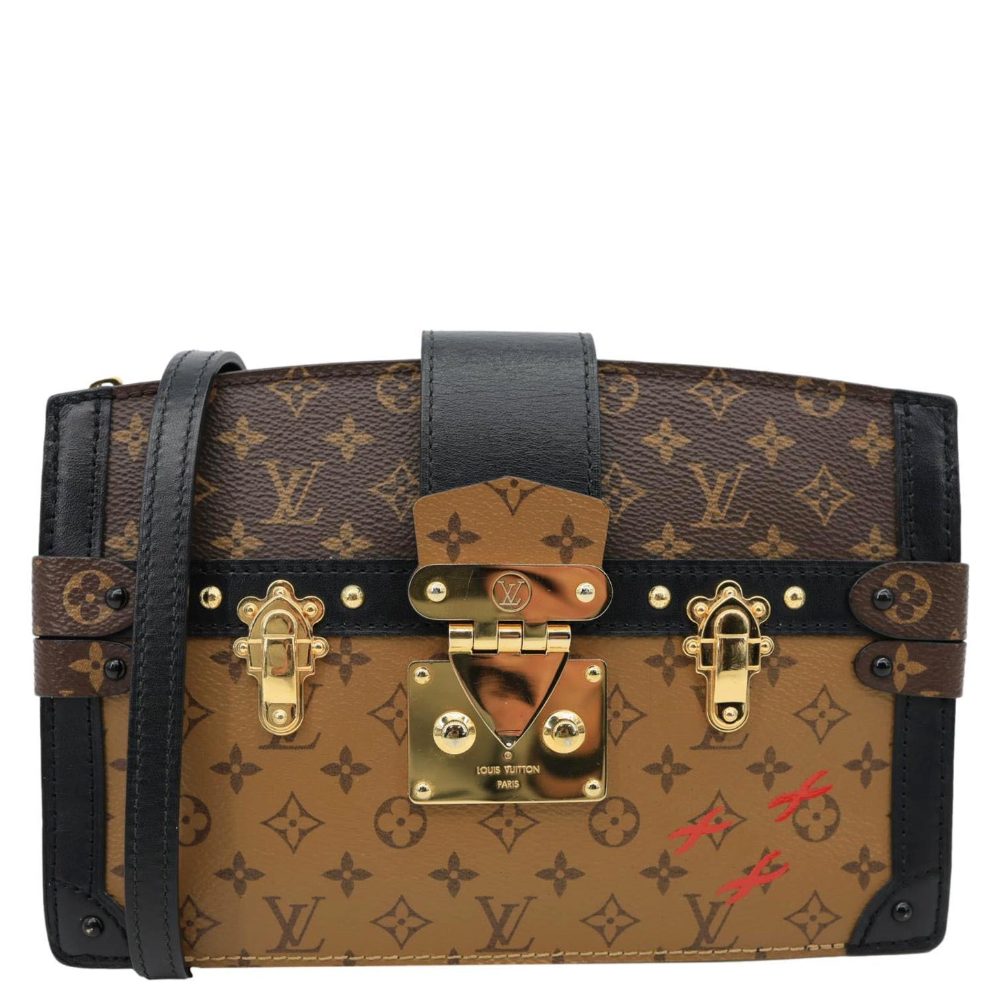 LOUIS VUITTON Trunk Clutch Reverse Monogram Crossbody Bag Brown