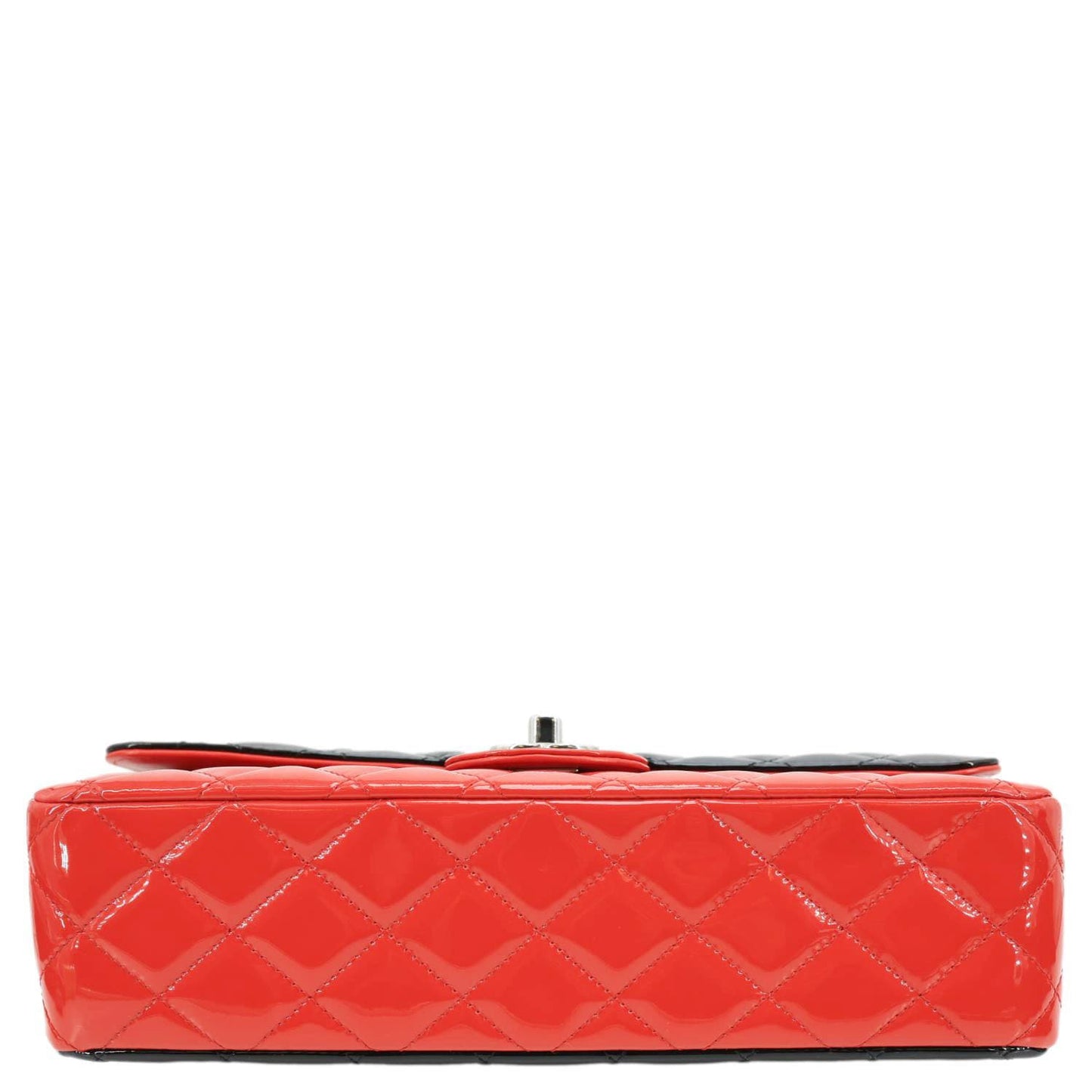 CHANEL Classic Double Flap Medium Quilted Patent Leather Shoulder Bag Bicolor