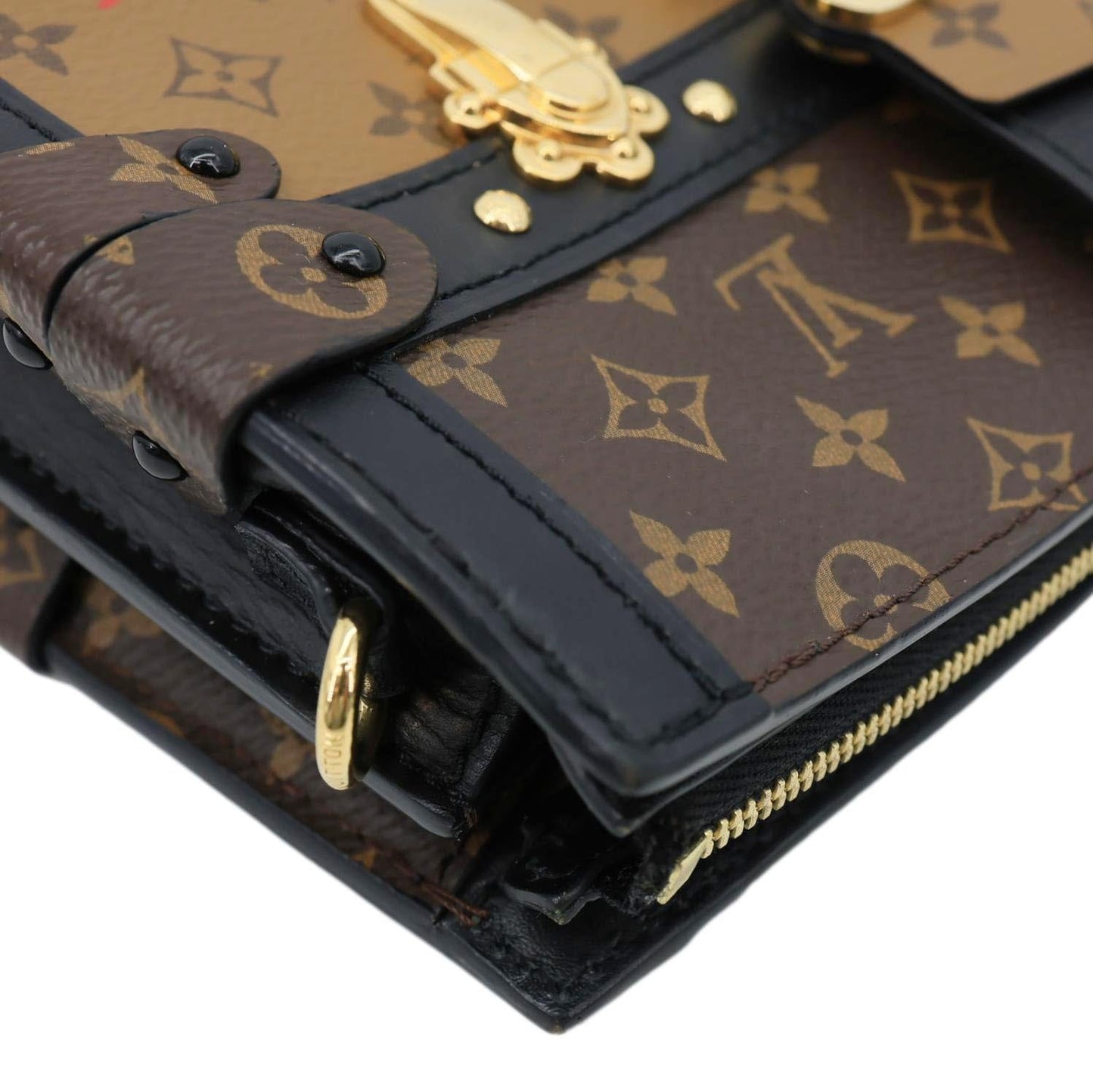 LOUIS VUITTON Trunk Clutch Reverse Monogram Crossbody Bag Brown