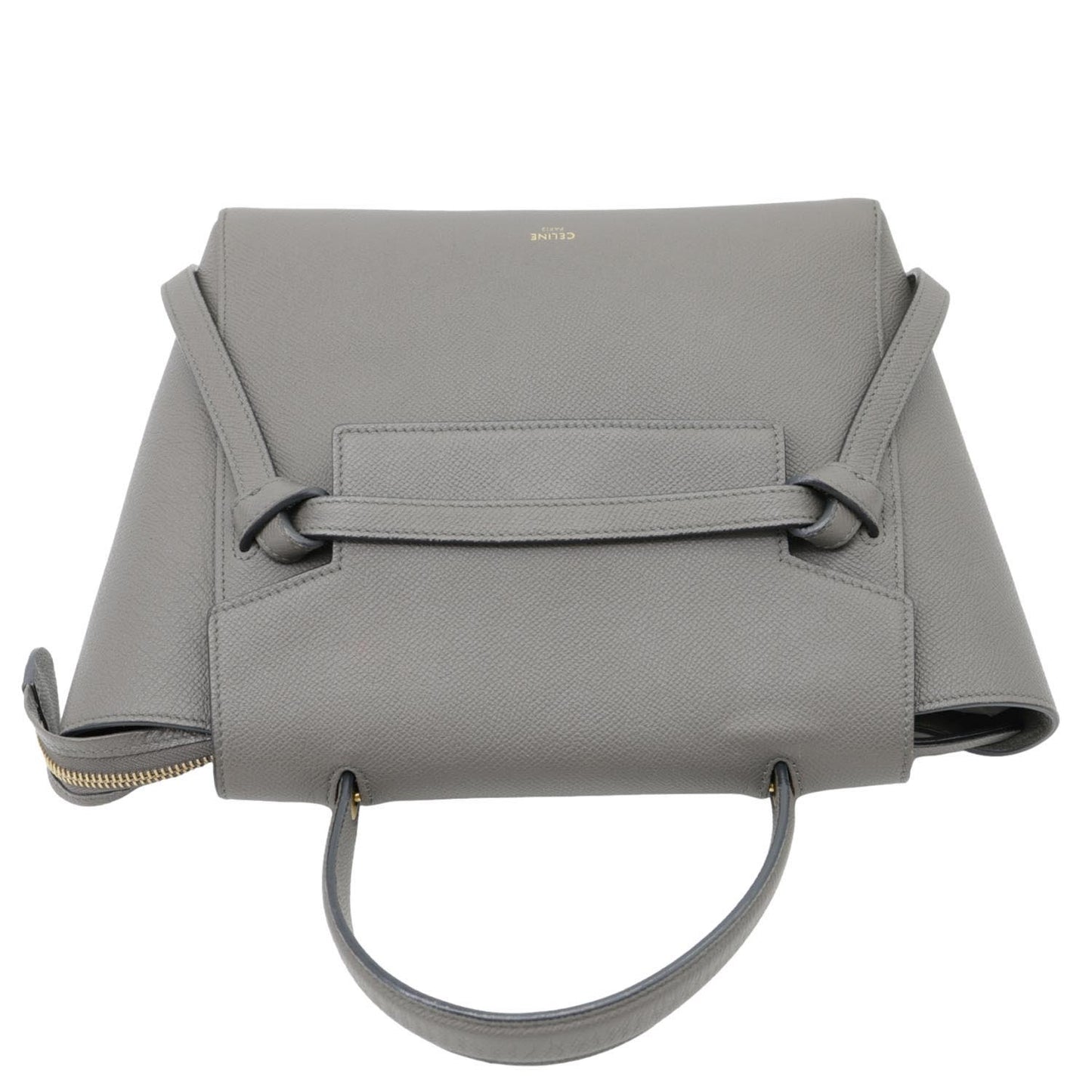CELINE Mini Belt Grained Calfskin Leather Shoulder Bag Grey