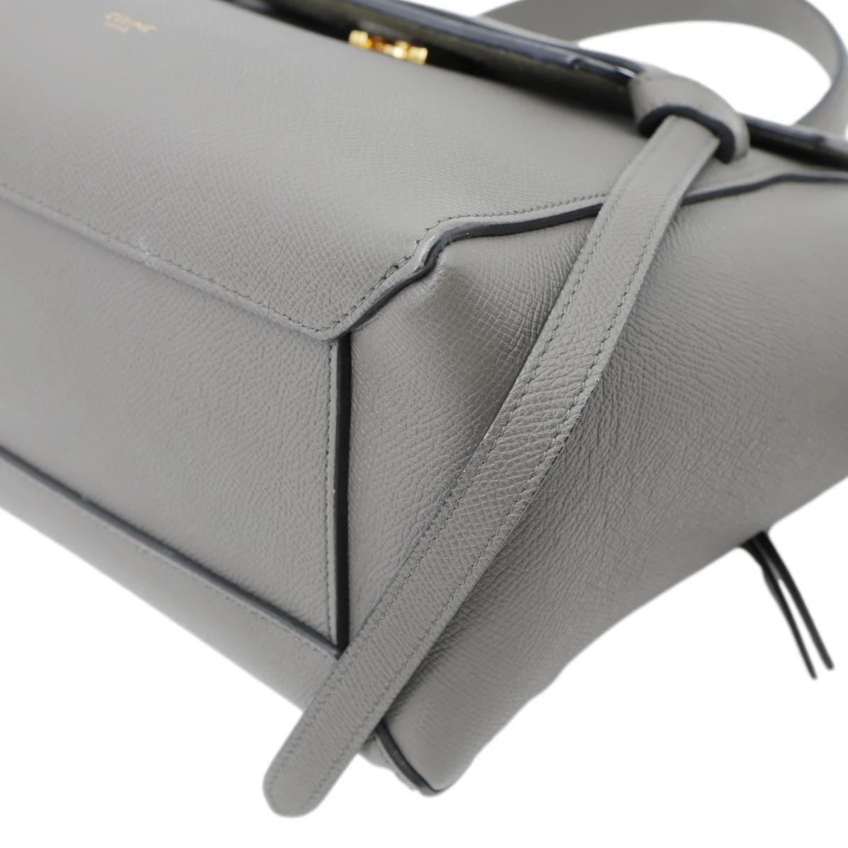 CELINE Mini Belt Grained Calfskin Leather Shoulder Bag Grey
