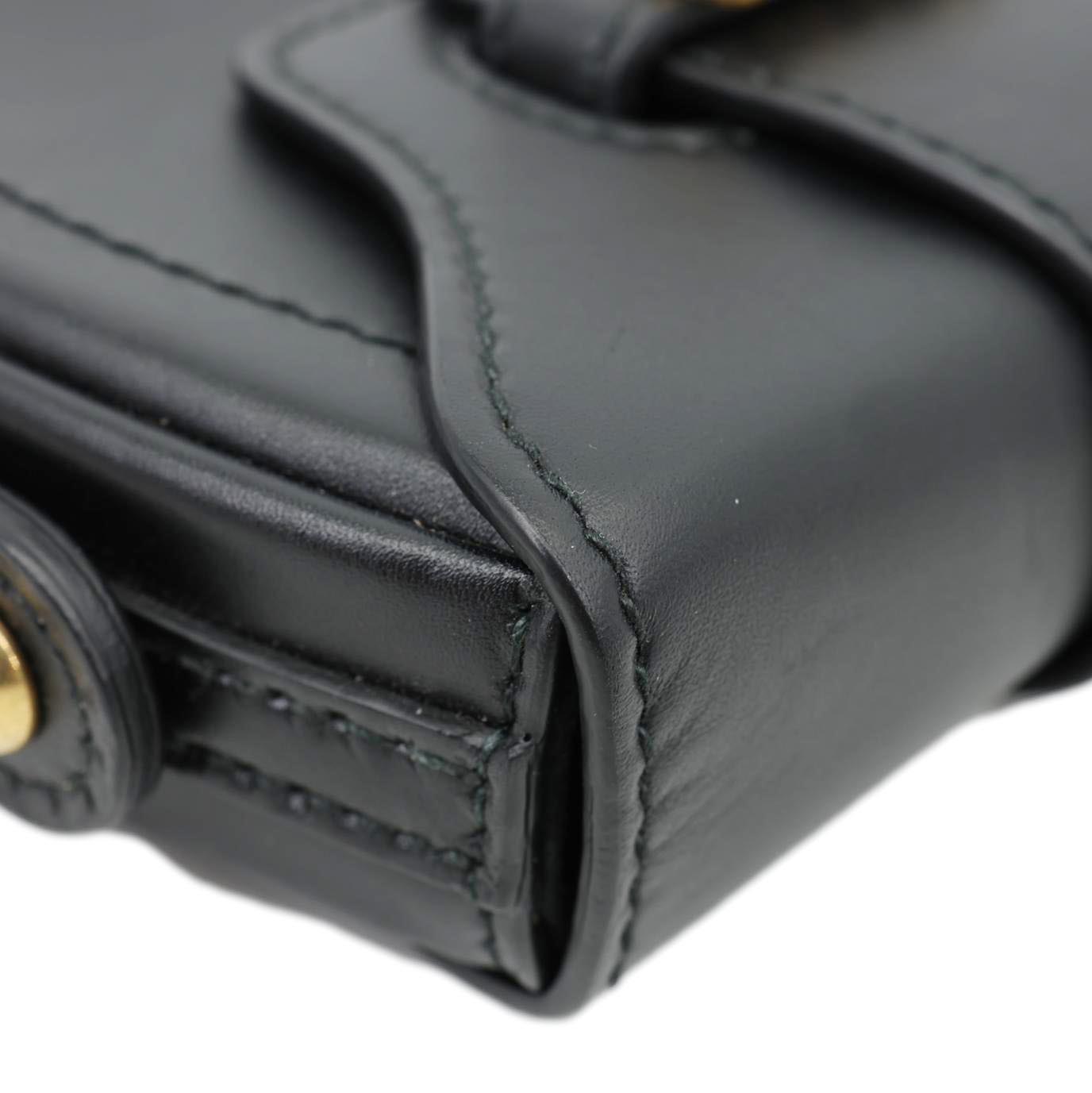 CHRISTIAN DIOR D Fence Small Calfskin Leather Saddle Bag Black