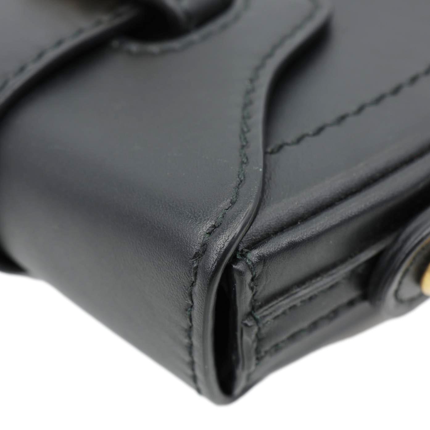 CHRISTIAN DIOR D Fence Small Calfskin Leather Saddle Bag Black