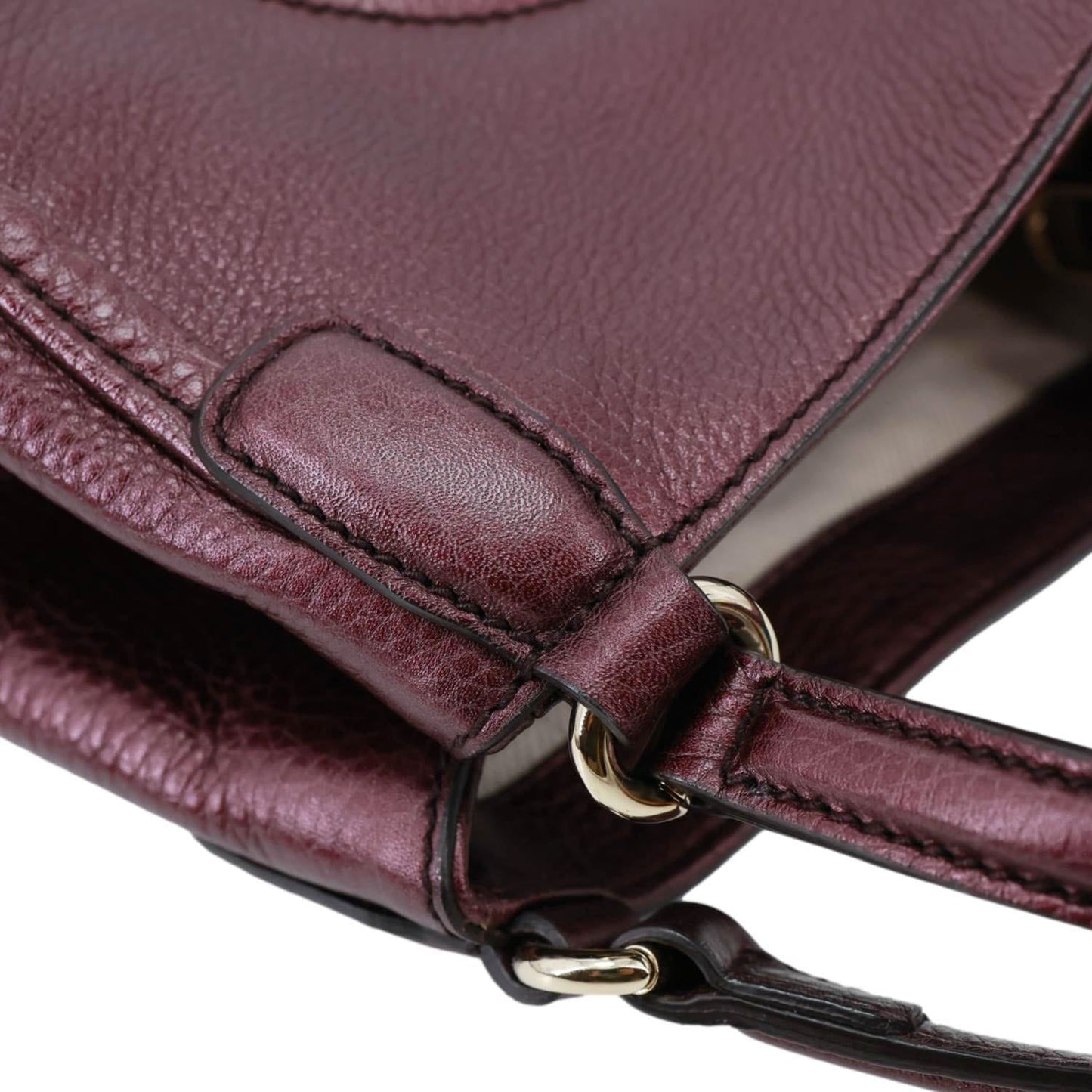 GUCCI Soho Small Pebbled Leather Tote Bag Burgundy 336751